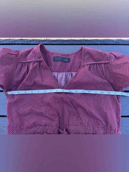 Christy Dawn Burgundy Polka Dot Tie-Waist Dawn Midi Dress - Picture 7 of 10